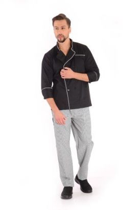 ג'קט שף ש.א משולב עם עיטורים לבנים \שחורים